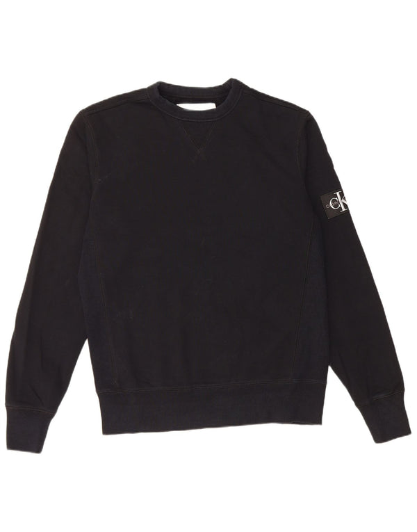 Calvin Klein Mens Graphic Regular Fit Sweatshirt Jumper Small Black Cotton