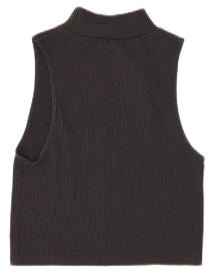 Zara Womens Crop Vest Top UK 12 Medium Grey Polyamide
