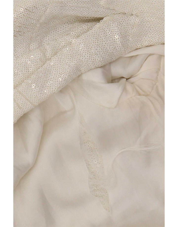 Zara Womens 1 Button Sequin Blazer Jacket UK 10 Small White