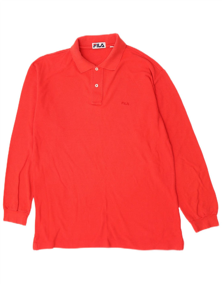 Fila Mens Long Sleeve Polo Shirt IT 52 Large Red Cotton