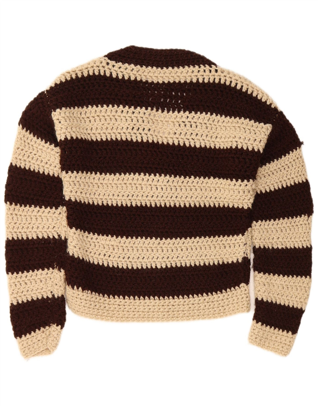 Vintage Womens V-Neck Jumper Sweater UK 12 Medium Brown Striped