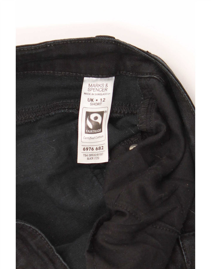 Marks & Spencer Womens Short Bootcut Jeans UK 12 Medium W34 L27 Black