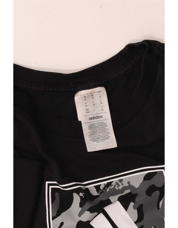 Adidas Mens Graphic T-Shirt Top Medium Black Cotton