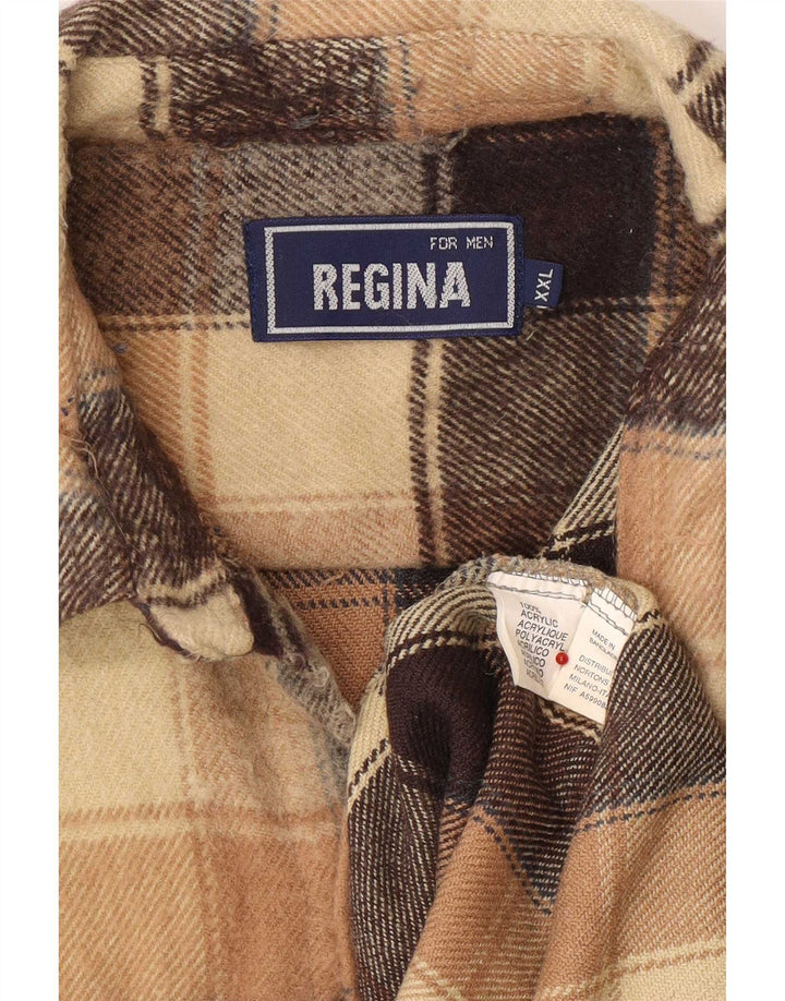 Regina Mens Flannel Shirt 2XL Beige Check Acrylic
