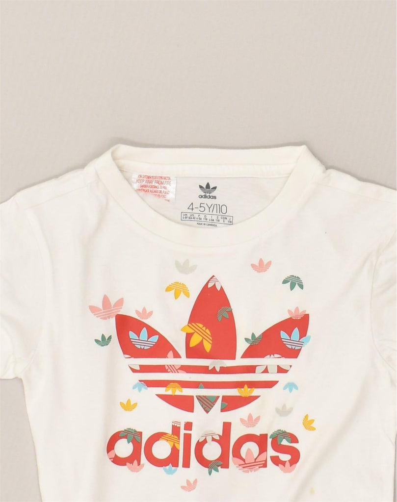 ADIDAS Girls Graphic T-Shirt Top 4-5 Years White Cotton | Vintage Adidas | Thrift | Second-Hand Adidas | Used Clothing | Messina Hembry 