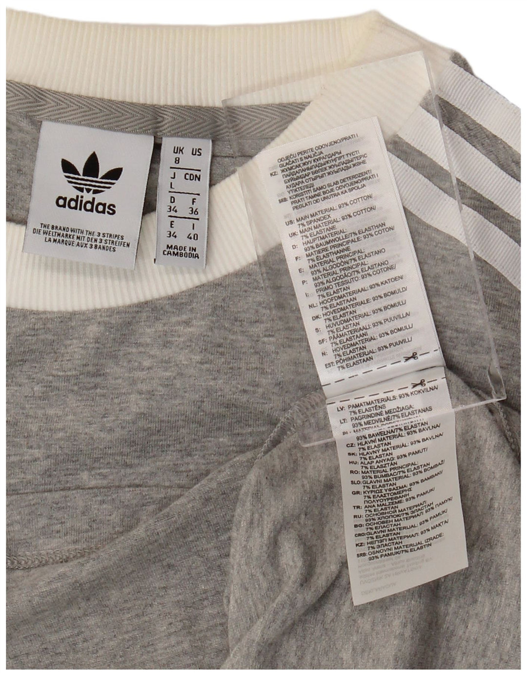 ADIDAS Womens Top Long Sleeve UK 8 Small Grey Flecked Cotton