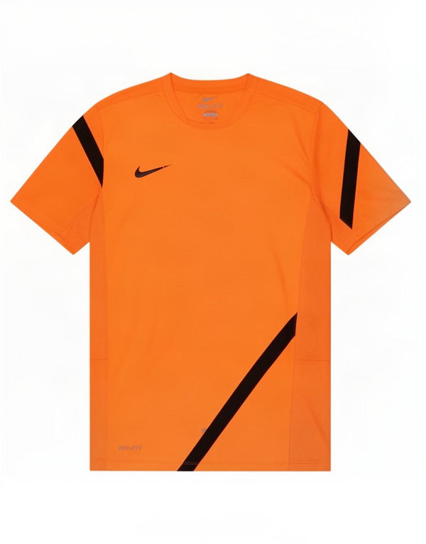 Nike Mens Dri Fit Graphic T-Shirt Top Small Orange Colourblock Polyester