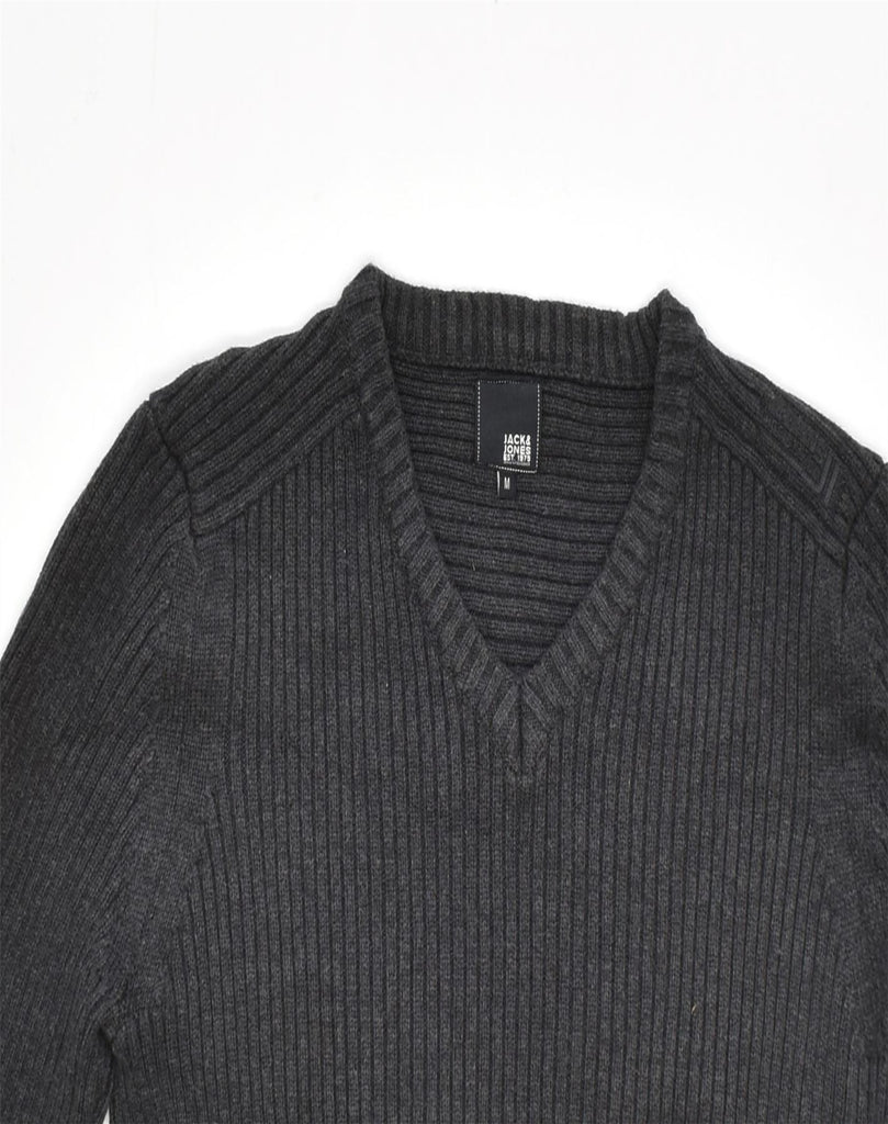 JACK & JONES Mens V-Neck Jumper Sweater Medium Grey | Vintage | Thrift | Second-Hand | Used Clothing | Messina Hembry 