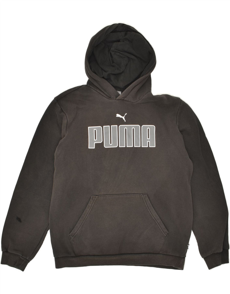 PUMA Boys Graphic Hoodie Jumper 15-16 Years Black Cotton | Vintage Puma | Thrift | Second-Hand Puma | Used Clothing | Messina Hembry 