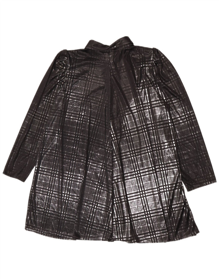 New Fast Womens See Through Shirt Blouse EU 44 XL Black Check Polyester