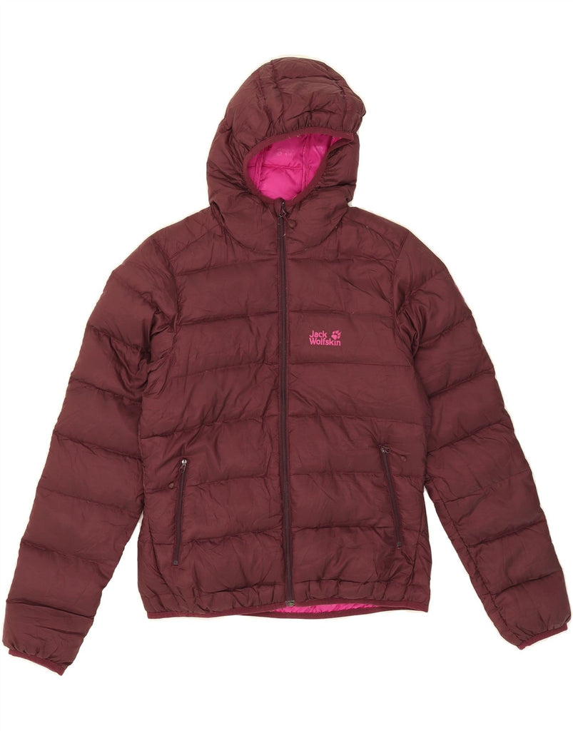 JACK & JONES Womens Hooded Padded Jacket UK 10 Small  Burgundy Polyamide Vintage Jack & Jones and Second-Hand Jack & Jones from Messina Hembry 