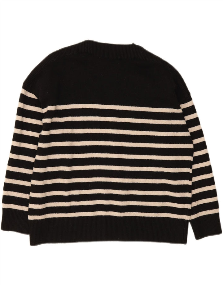 ZARA Womens Oversized Crew Neck Jumper Sweater UK 10 Small Black Striped Vintage Zara and Second-Hand Zara from Messina Hembry 