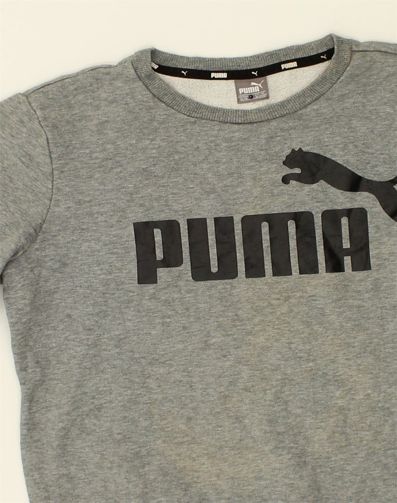 PUMA Boys Graphic Sweatshirt Jumper 13-14 Years Grey Cotton | Vintage Puma | Thrift | Second-Hand Puma | Used Clothing | Messina Hembry 