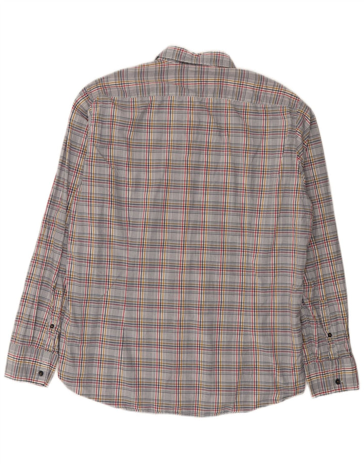 Hugo Boss Mens Regular Fit Shirt Large Grey Check Cotton