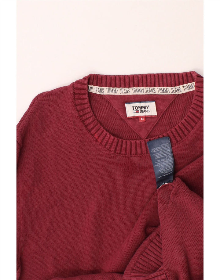 TOMMY HILFIGER Mens Crew Neck Jumper Sweater Medium Burgundy Cotton Vintage Tommy Hilfiger and Second-Hand Tommy Hilfiger from Messina Hembry 