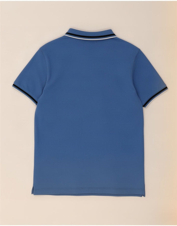 Dkny Mens Polo Shirt Medium Blue Striped Cotton