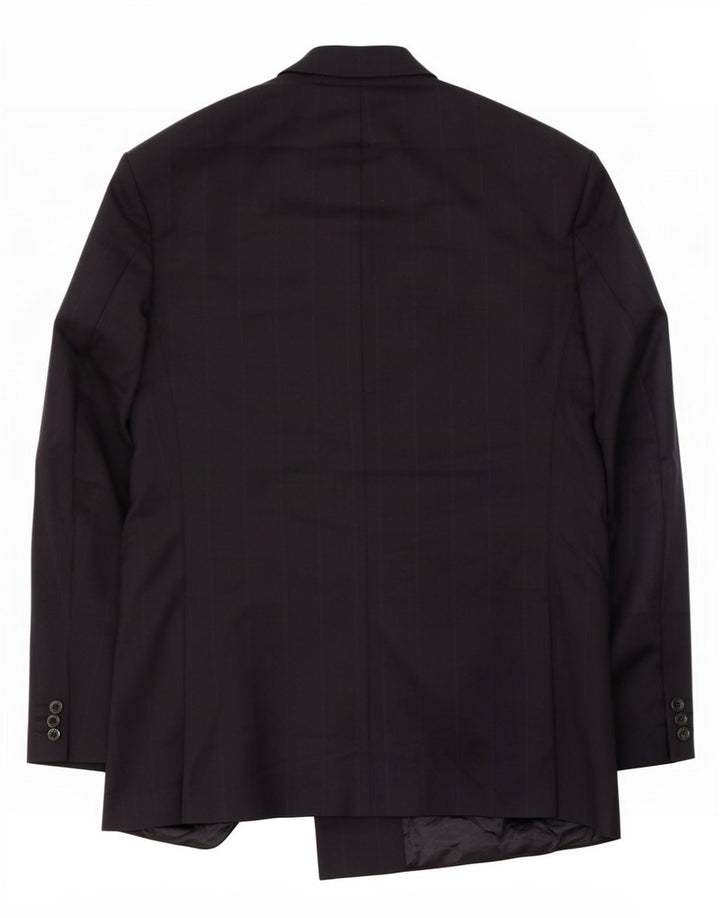 Marks & Spencer Mens Longline Blazer Jacket UK 42 Large Navy Blue Pinstripe