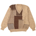 Vintage Mens V-Neck Jumper Sweater IT 48 Medium Beige Colourblock Wool