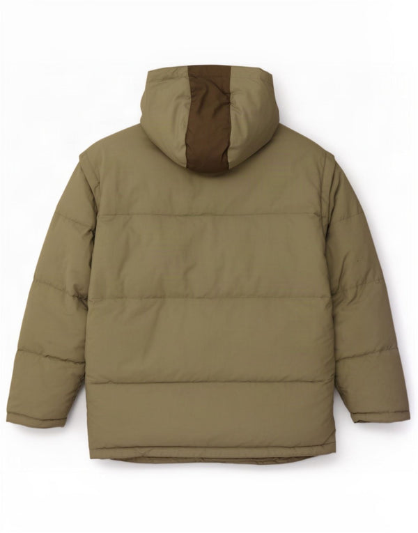 Fila Mens Hooded Padded Jacket UK 44 2XL Khaki Colourblock Polyamide