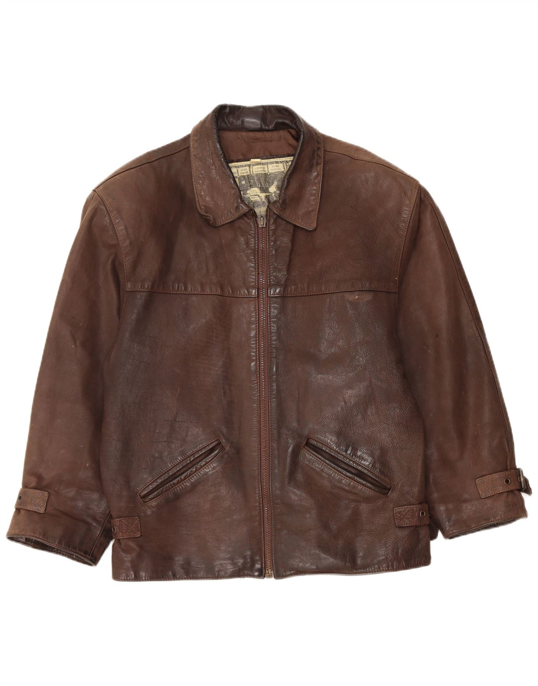 Vintage Mens Leather Jacket UK 36 Small Brown
