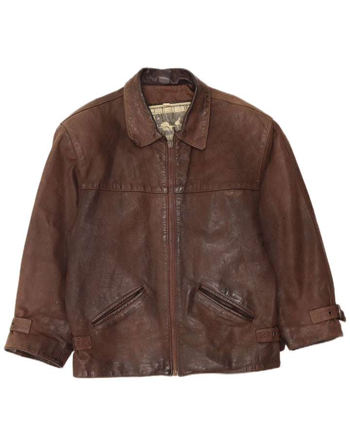 Vintage Mens Leather Jacket UK 36 Small Brown