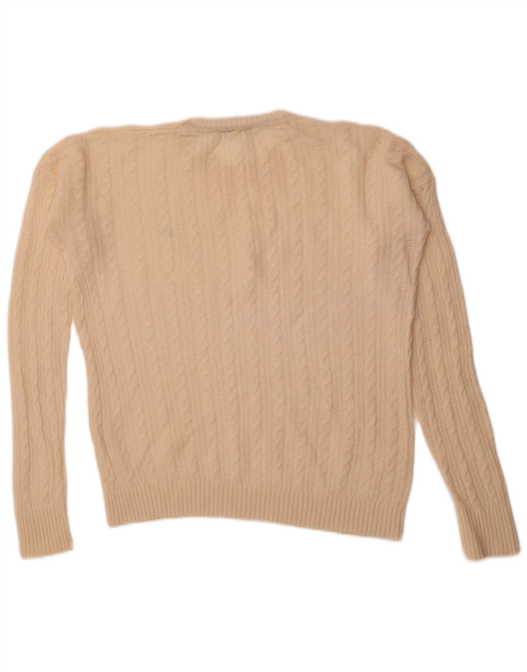 TOMMY HILFIGER Womens Oversized Crew Neck Jumper Sweater UK 10 Small Beige