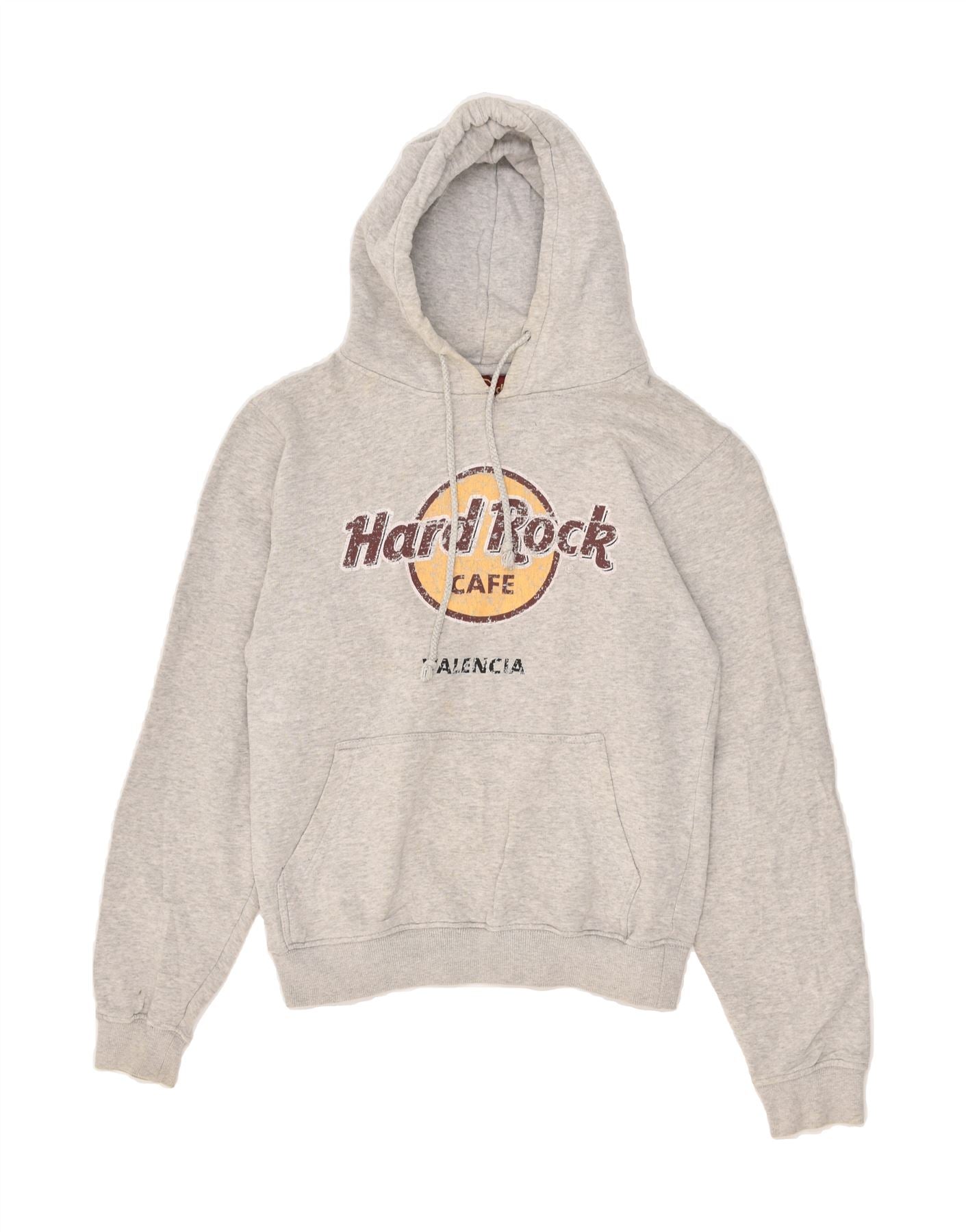 HARD ROCK CAFE Mens Valencia Graphic Hoodie Jumper Small Grey Cotton Vintage Second Hand Clothing Online Messina Hembry