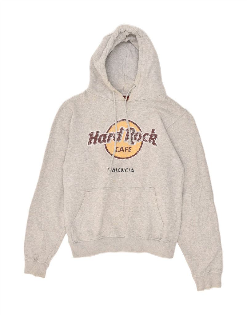 HARD ROCK CAFE Mens Valencia Graphic Hoodie Jumper Small Grey Cotton | Vintage Hard Rock Cafe | Thrift | Second-Hand Hard Rock Cafe | Used Clothing | Messina Hembry 