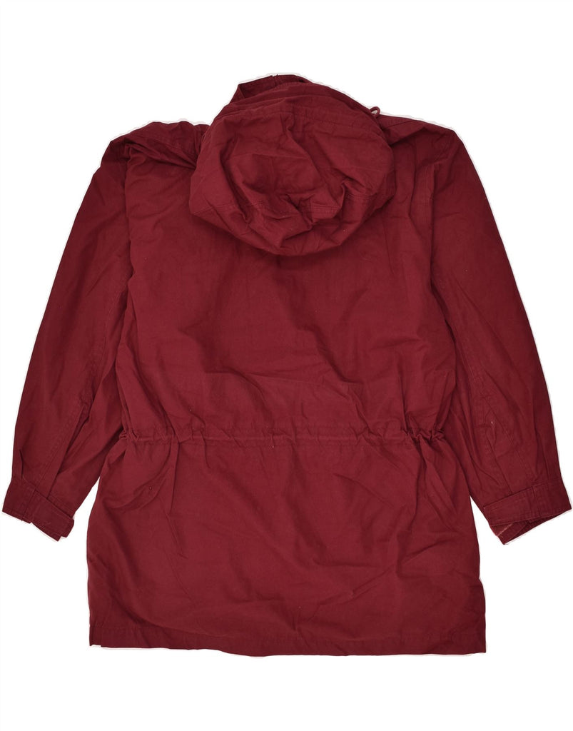 EDDIE BAUER Womens Hooded Parka Jacket UK 14 Medium Maroon Polyester | Vintage Eddie Bauer | Thrift | Second-Hand Eddie Bauer | Used Clothing | Messina Hembry 