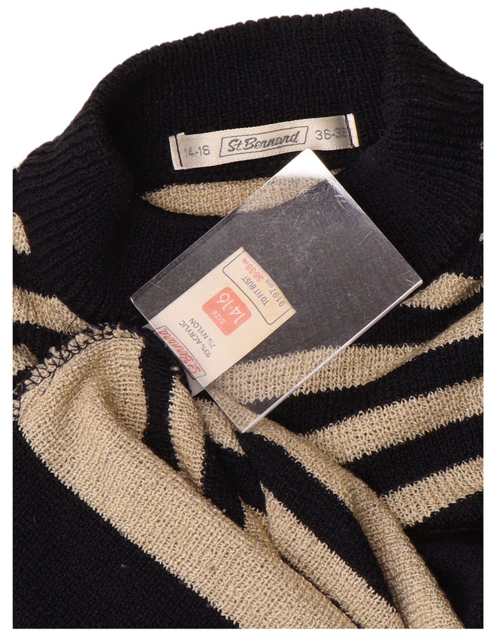 ST. BERNARD Womens Turtle Neck Jumper Sweater UK 14/16 Large Black Striped