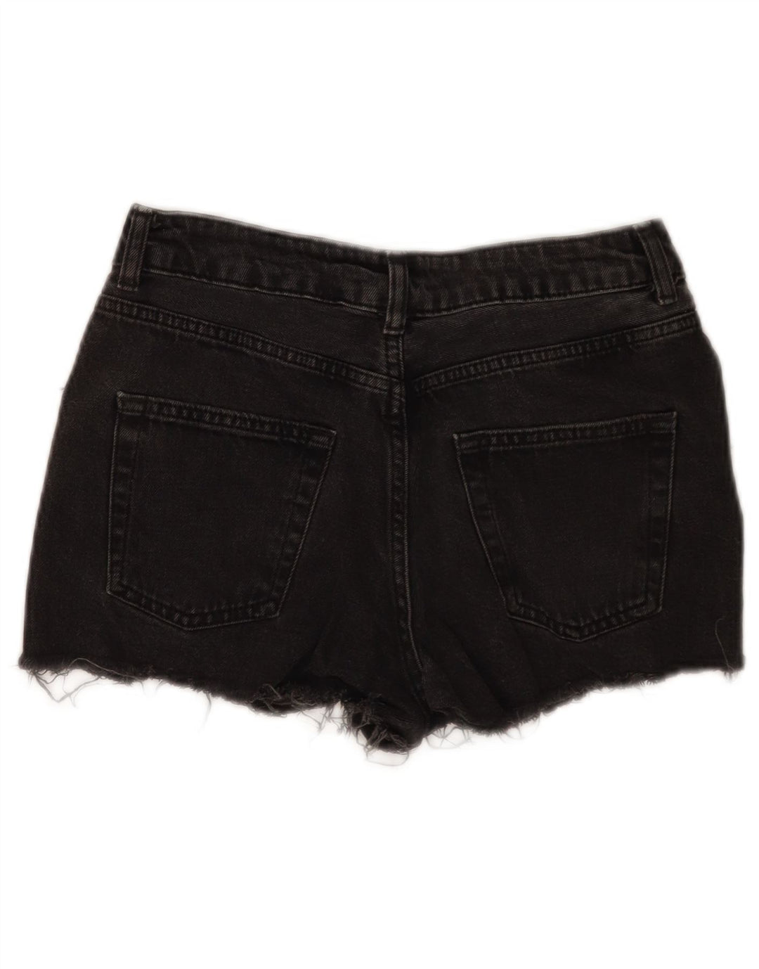 Topshop Womens Distressed Denim Shorts W26 Small Black Cotton
