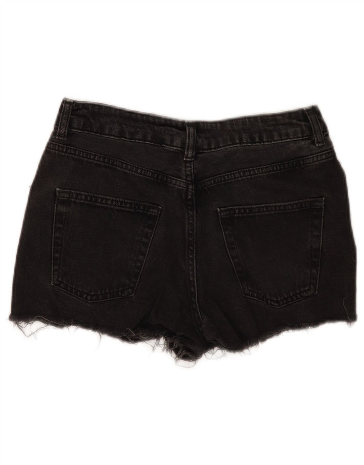 Topshop Womens Distressed Denim Shorts W26 Small Black Cotton