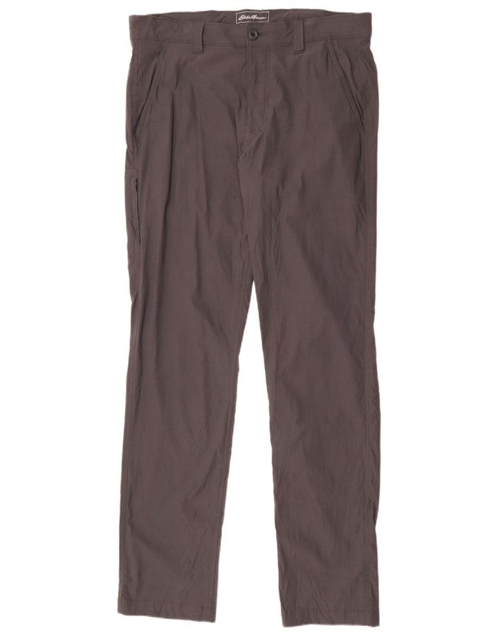 Eddie Bauer Mens Straight Chino Trousers W34 L34 Grey Nylon
