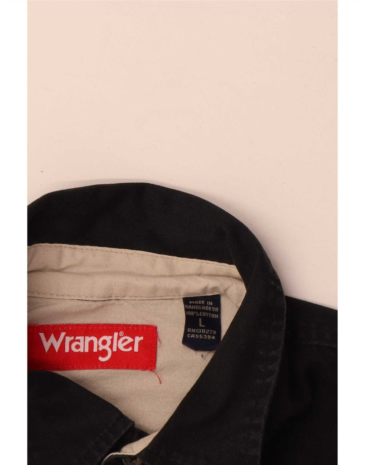 Wrangler Mens Denim Shirt Large Black Cotton