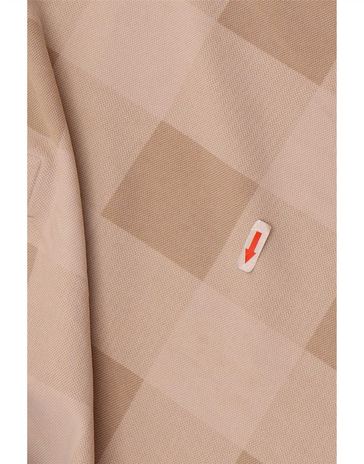 Fred Perry Mens Polo Shirt Small Beige Geometric Cotton