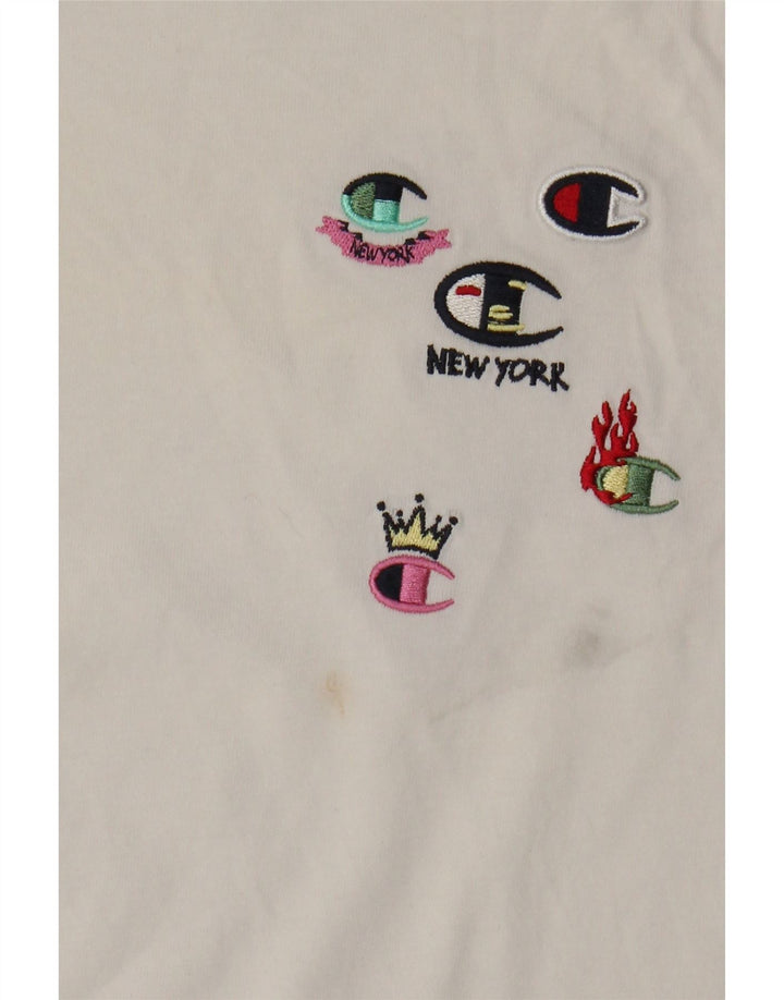 Champion Womens Graphic T-Shirt Top UK 12 Medium White