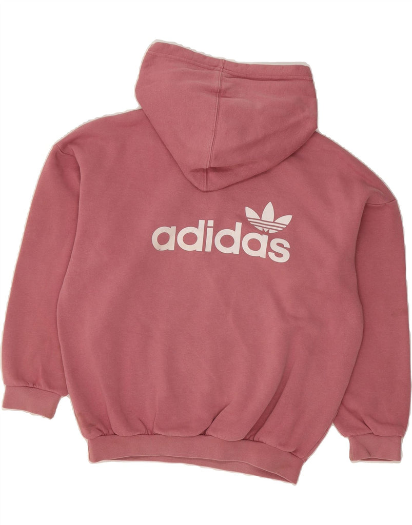 ADIDAS Womens Graphic Hoodie Jumper UK 16 Large Pink Cotton Vintage Adidas and Second-Hand Adidas from Messina Hembry 