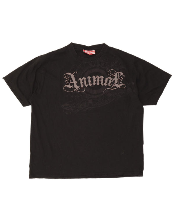 Animal Mens Graphic T-Shirt Top XL Black Cotton