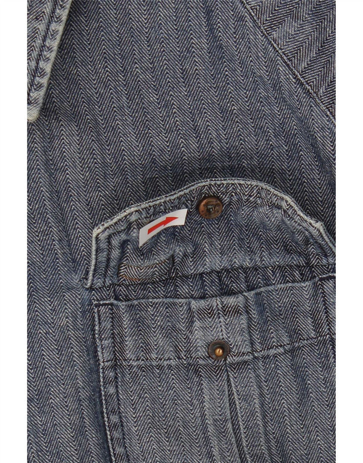 Carhartt Mens Slim Fit Shirt Large Blue Herringbone Cotton