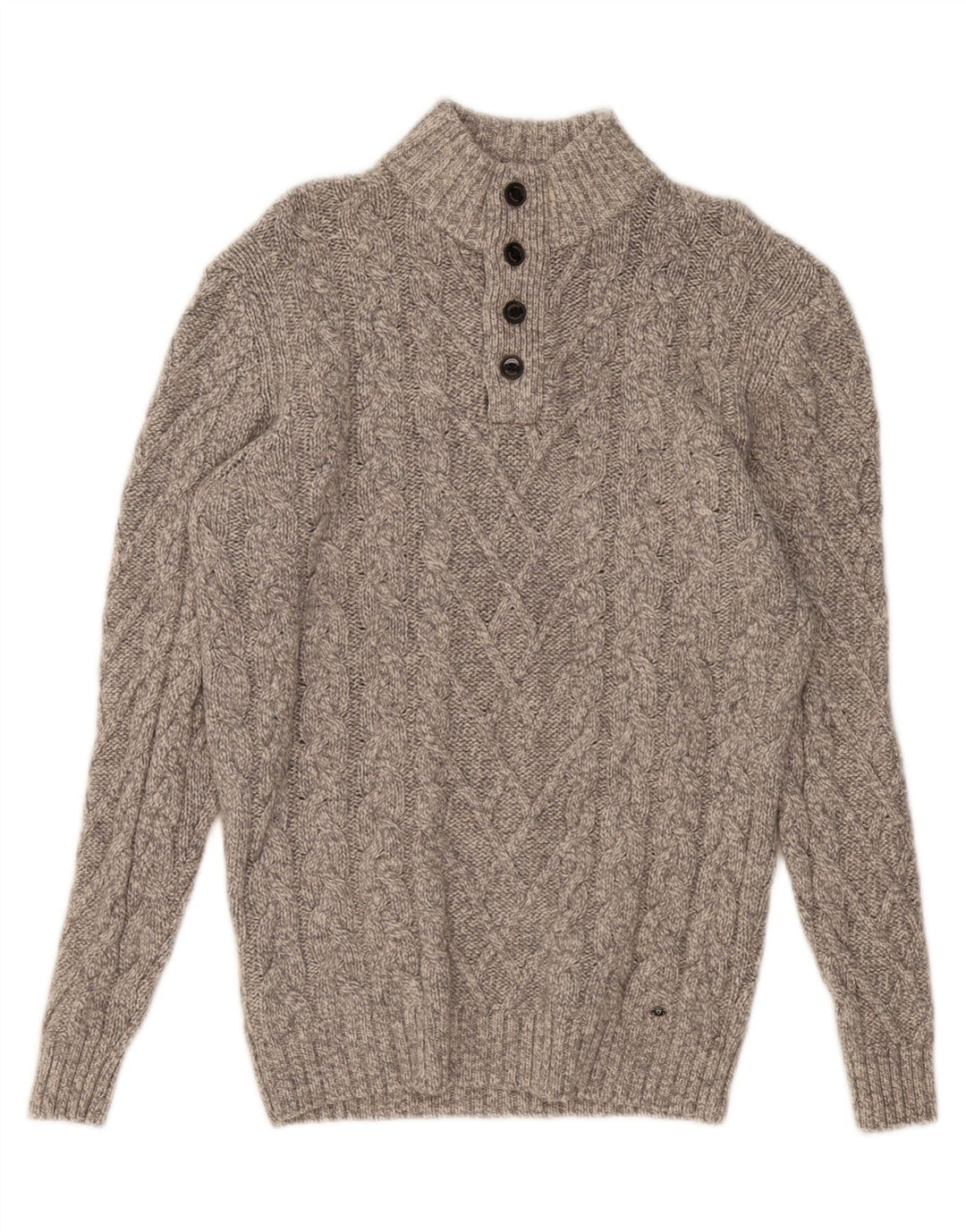 WESTBURY Mens Button Neck Jumper Sweater Medium Grey Wool