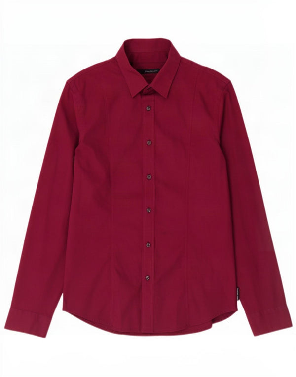 Calvin Klein Jeans Mens Shirt Large Maroon Cotton