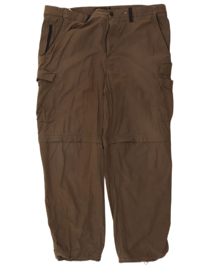 Marks & Spencer Mens Active Regular Fit Cargo Trousers W42 L31 Khaki Cotton