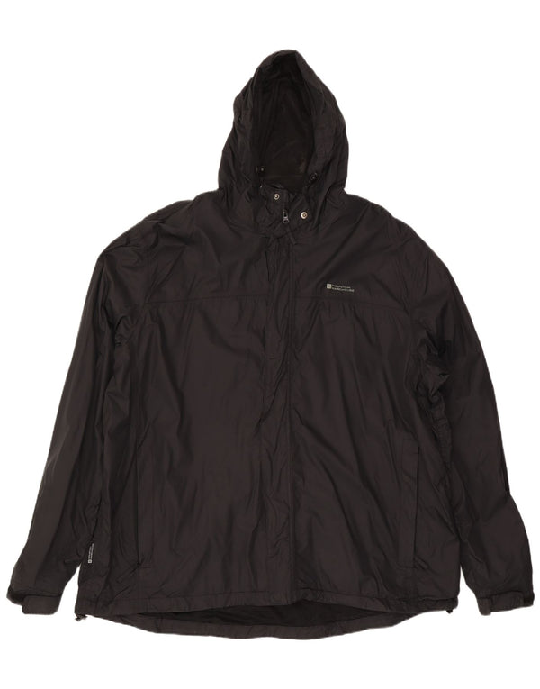 Mountain Warehouse Mens Hooded Rain Jacket UK 46 3XL Black Nylon