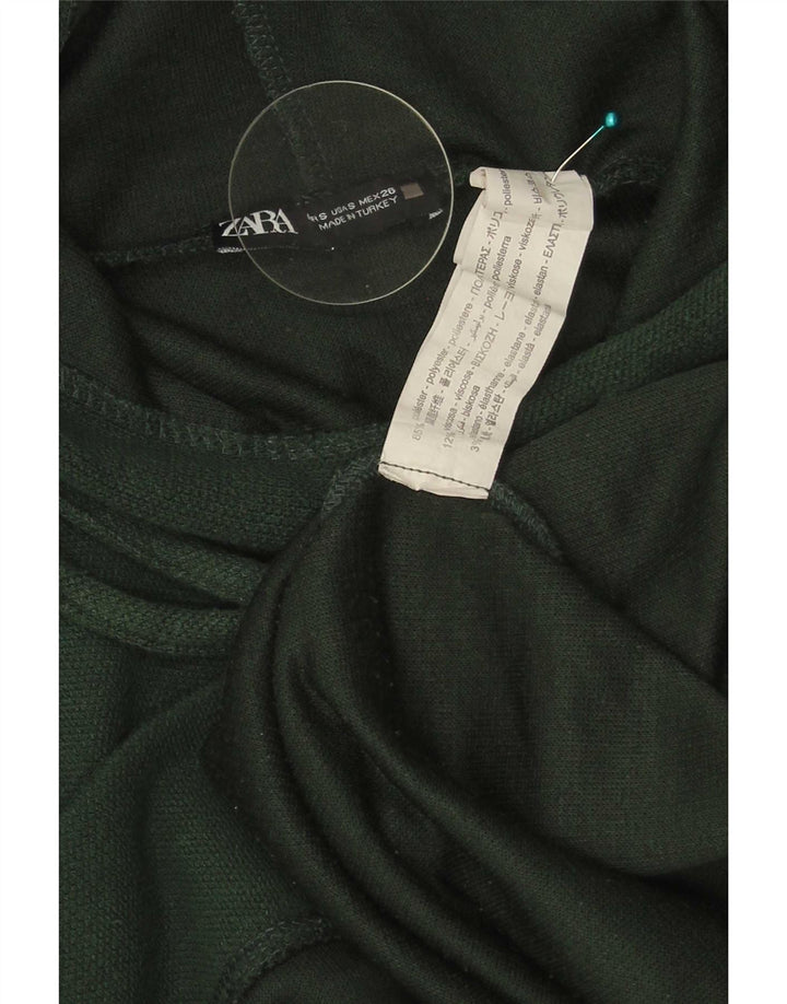 Zara Womens Oversized Hoodie Jumper UK 10 Small Green Polyester