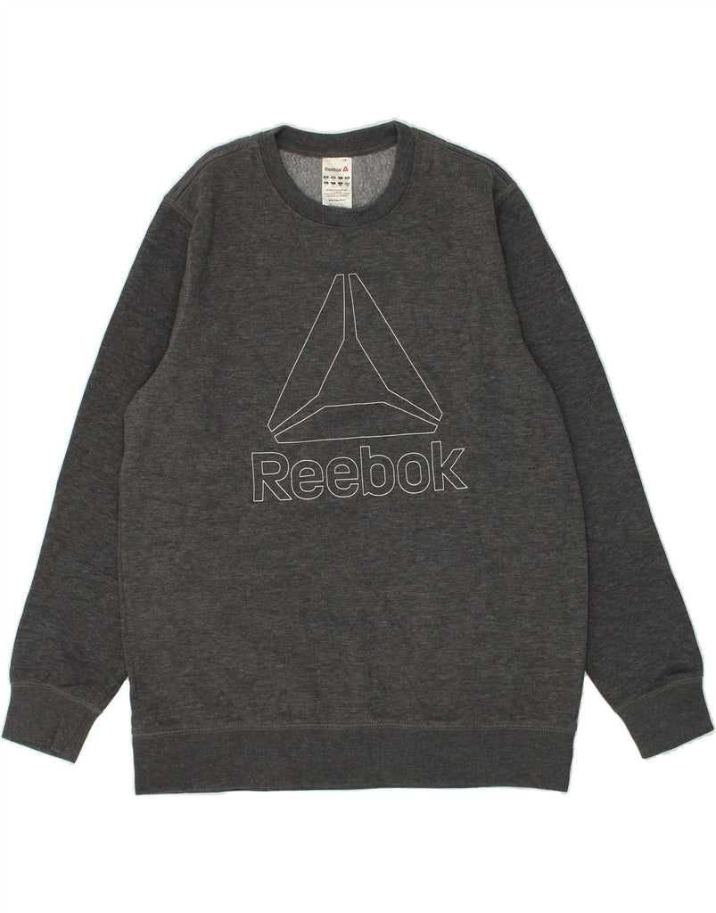 REEBOK Mens Graphic Sweatshirt Jumper Large Grey Cotton | Vintage Reebok | Thrift | Second-Hand Reebok | Used Clothing | Messina Hembry 