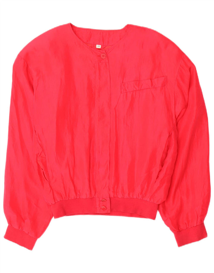 Vintage Womens Bomber Jacket EU 40 Medium Red Silk