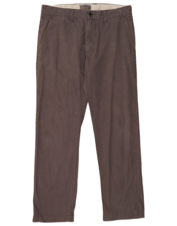 Marks & Spencer Mens Straight Chino Trousers W32 L29 Grey Cotton