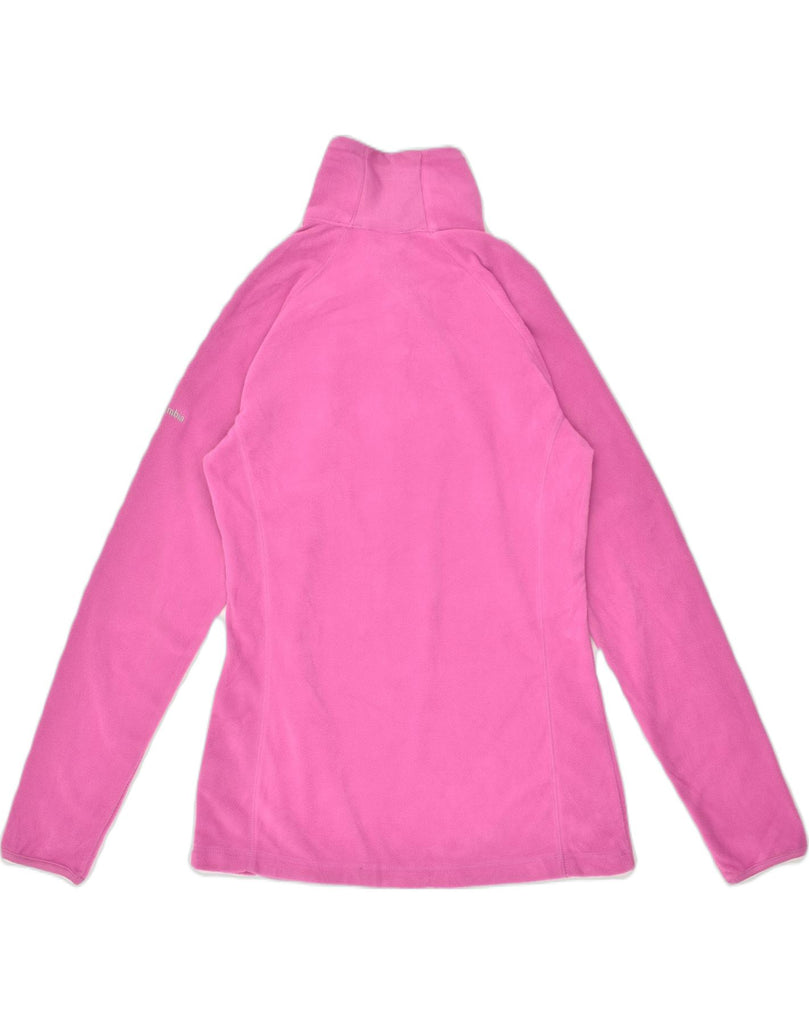 COLUMBIA Womens Zip Neck Fleece Jumper UK 16 Medium Pink Polyester | Vintage Columbia | Thrift | Second-Hand Columbia | Used Clothing | Messina Hembry 