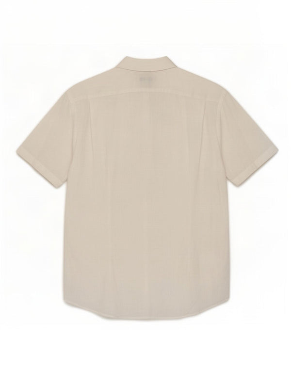 Reiss Mens Short Sleeve Slim Fit Shirt Large White Linen