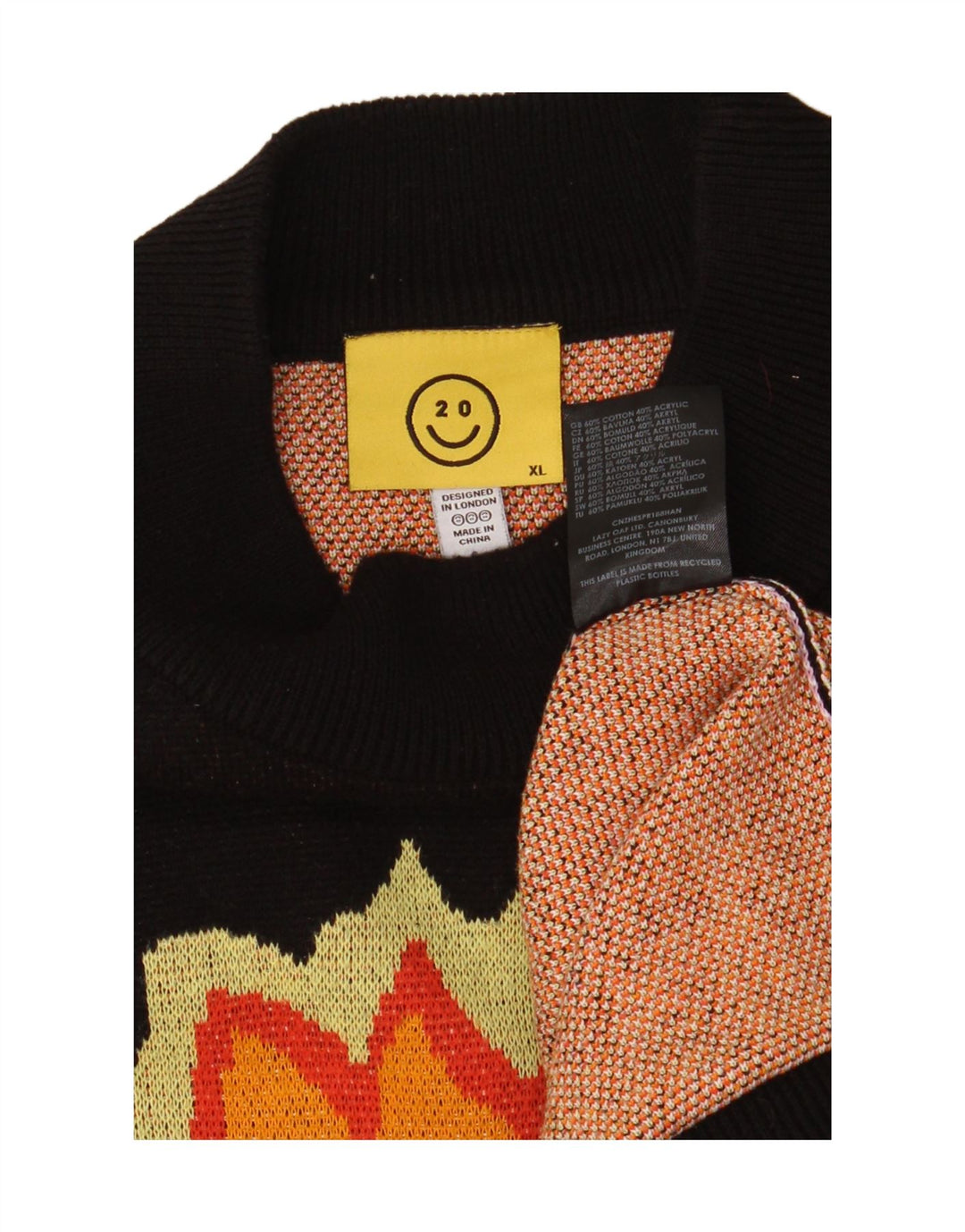 LAZY OAF Mens Skull Oversized Turtle Neck Jumper Sweater XL Black Cotton